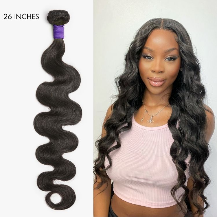 Upgraded Brazilian Body Wave Virgin Human Hair Bundle from Luvme Hair, showcasing soft, natural wave texture and rich color.