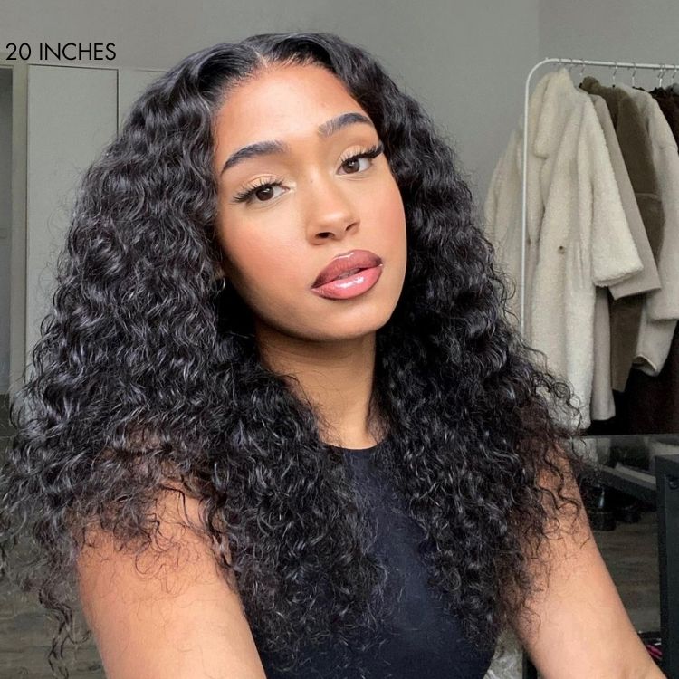 Deep wave U part human hair wig by Luvme, showing the natural deep wave texture and U part design for easy styling.