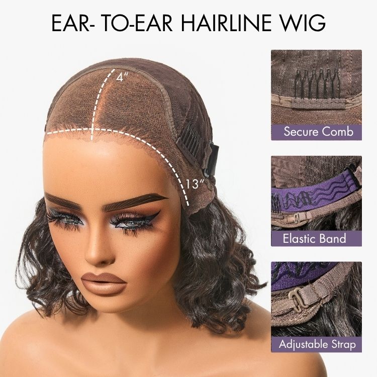 Luvme Hair lightweight beach wave short lace front wig with pre-cut lace, voluminous 13x4 lace front for summer wear