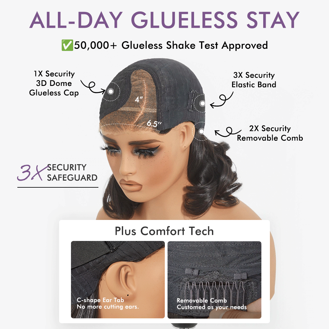 Luvme All-Day Comfort™ PartingMax 7x6 HD lace glueless human hair wig with soft loose wave texture and pre-cut lace.