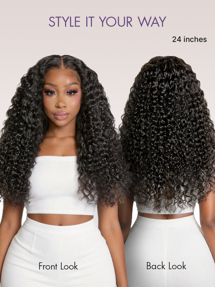 Luvme Hair PreMax 180% density water wave lace front wig with drawstring, fluffy curly texture, 13x4 lace frontal, updo-ready