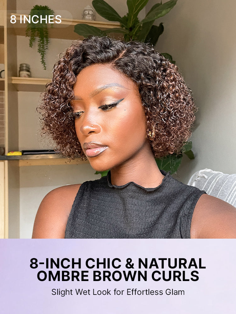 Luvme minimalist lace wig with short curly style, glueless design, 100% human hair, pre-cut lace, side part, natural look