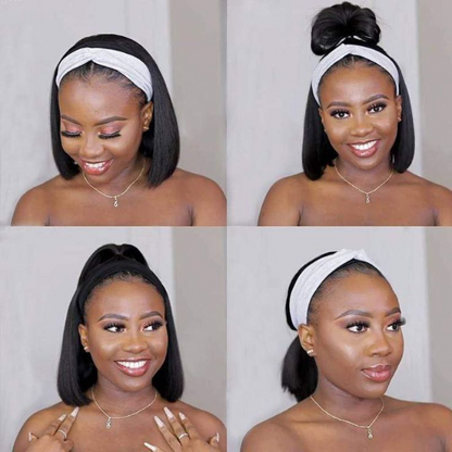 Luvme Throw On & Go headband wig with 100% human hair, styled with a trendy headband for quick, stylish hair solutions