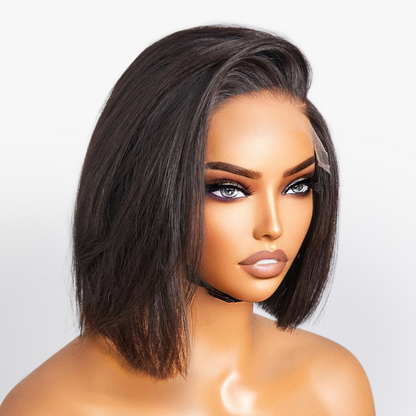 Asymmetric Bob Minimalist HD Lace Glueless C Part Short Wig 100% Human Hair - US Only-02