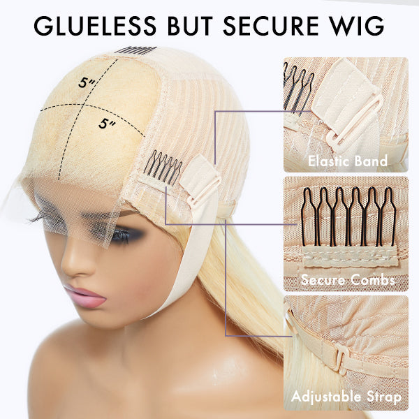 Luvme PreMax 180% density 5x5 HD lace closure wig with straight silky hair, glueless, pre-cut, plucked, and bleached for natural look.