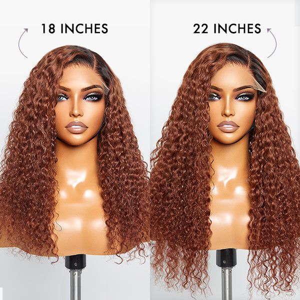 Luvme reddish brown ombre water wave 5x5 closure lace wig with pre-bleached knots, glueless style, natural hair appearance