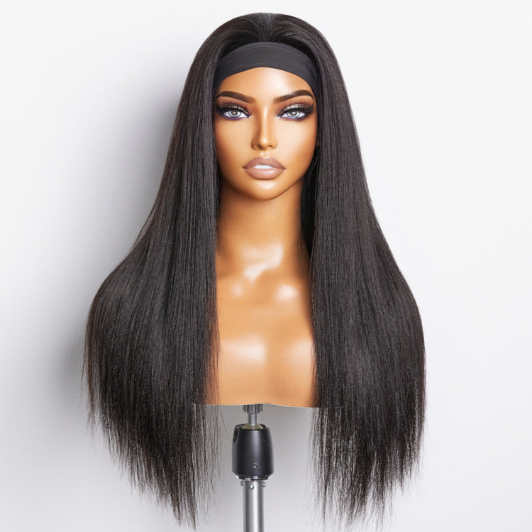 Luvme Ready to Go Classic Yaki Straight headband wig with no glue, beginner-friendly, featuring natural-looking yaki straight hair.