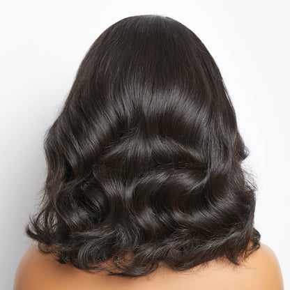 Luvme Hair purple highlights loose wave 5x5 closure HD lace wig with large and small cap sizes, natural textured hair.