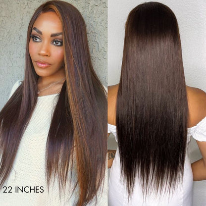 Luvme honey blonde highlight silky straight 5x5 closure lace wig made from 100% human hair displayed on a mannequin head