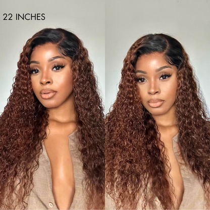 Luvme reddish brown ombre water wave 5x5 closure lace wig with pre-bleached knots, glueless design, natural hairline, US only