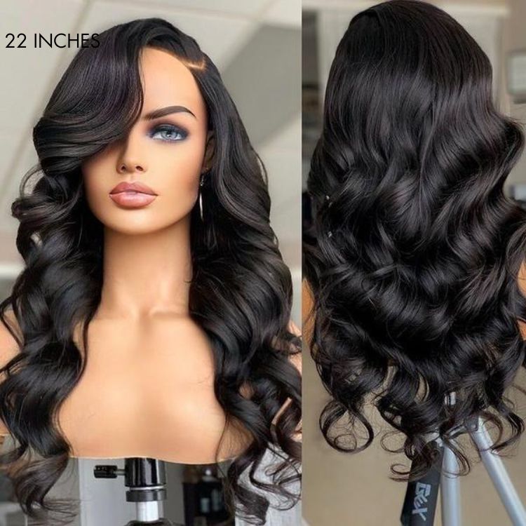 Luvme 360 lace wig with 180% density in long body wave, straight, or water wave styles, showing the pre-plucked hairline.