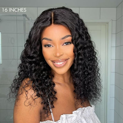 Luvme 13x4 deep wave glueless lace frontal wig with 180% density, showcasing the natural deep wave hair and lace front detail.