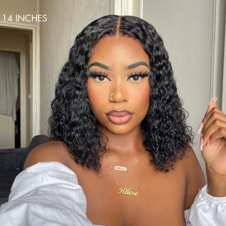 Luvme 13x4 frontal lace wig with deep wave texture and 180% density, glueless style, showcasing the lace frontal and wave pattern.