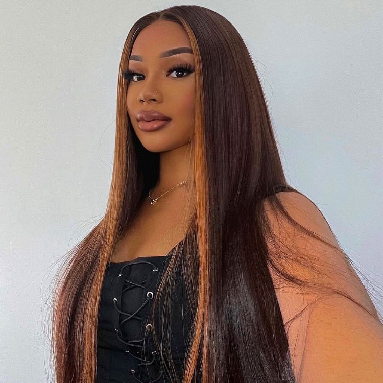 Luvme honey blonde highlight 5x5 closure lace wig with silky straight 100% human hair, glueless fit, natural-looking hairstyle