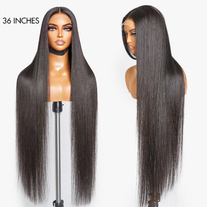 Luvme 5x5 closure wig with 180% density, long silky straight 100% human hair, HD lace closure for a natural look