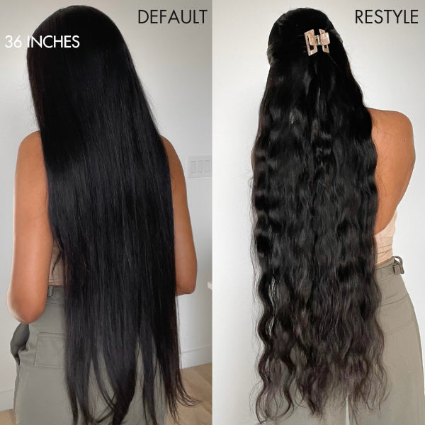 Luvme 5x5 closure wig with 180% density, long silky straight human hair, HD lace, royal luxury style.