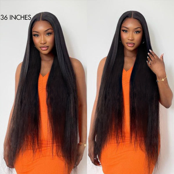 Luvme 180% density royal luxury long silky straight 5x5 closure HD lace wig made of 100% human hair, natural and sleek appearance.