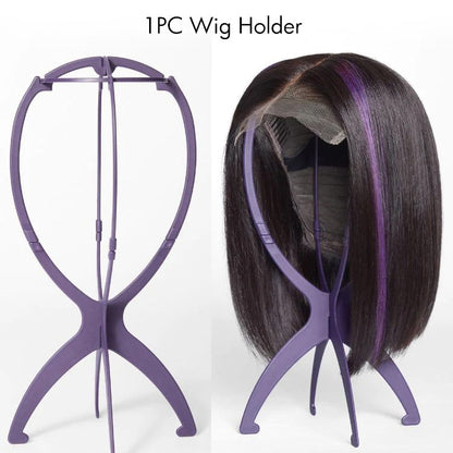 Luvme ombre brown loose wave minimalist HD lace glueless C part short wig made of 100% human hair displayed on a mannequin head.