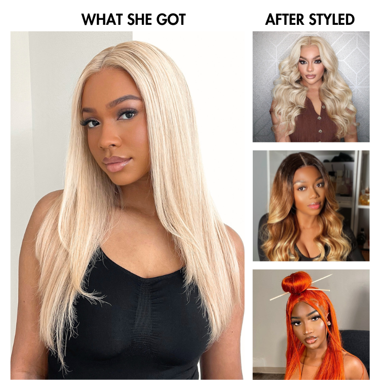 Luvme PreMax 5x5 closure wig with 180% density, silky straight 613 hair, HD lace, glueless, mid-part, pre-plucked, bleached