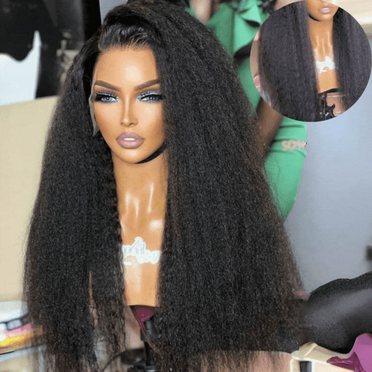 Luvme natural kinky straight 5x5 closure wig with HD lace, long 100% human hair, glueless style, US only.