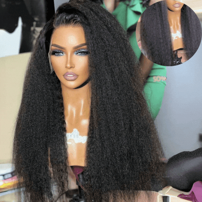 Luvme natural kinky straight 5x5 closure wig with HD lace, long 100% human hair, glueless style, US only.