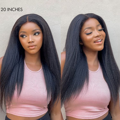 Luvme natural kinky straight 5x5 closure wig with HD lace, long 13x4 human hair, glueless style, US only