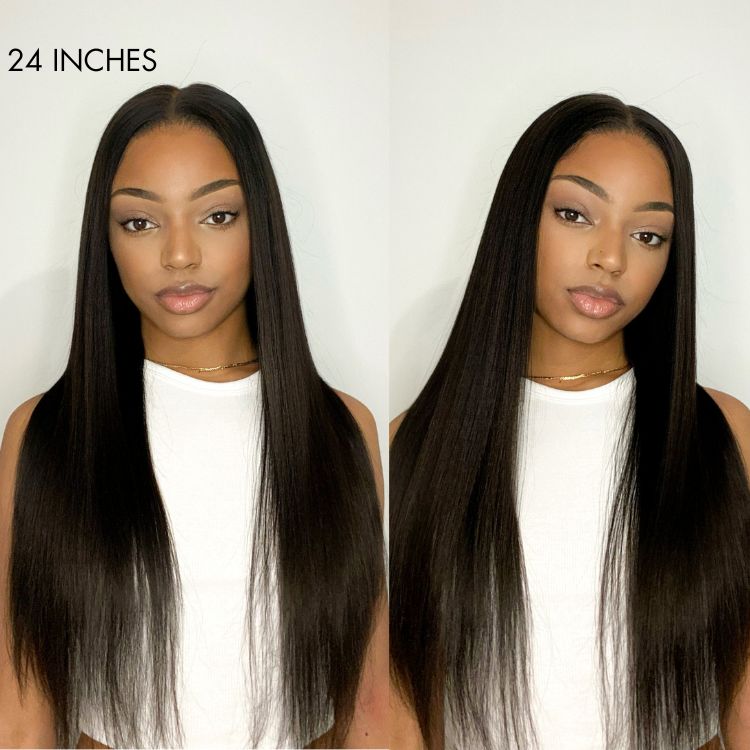 Luvme Silky Straight U Part human hair wig with natural straight style, showcasing the wig's realistic texture and U part design.