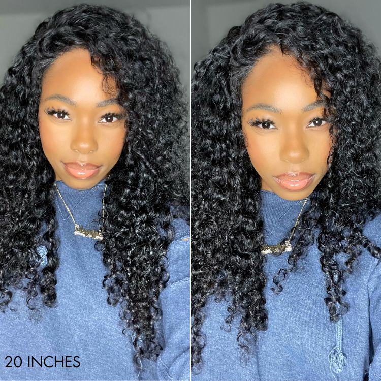 Deep wave U-part human hair wig by Luvme featuring natural waves, easy to wear, and made from 100% human hair for a seamless look.