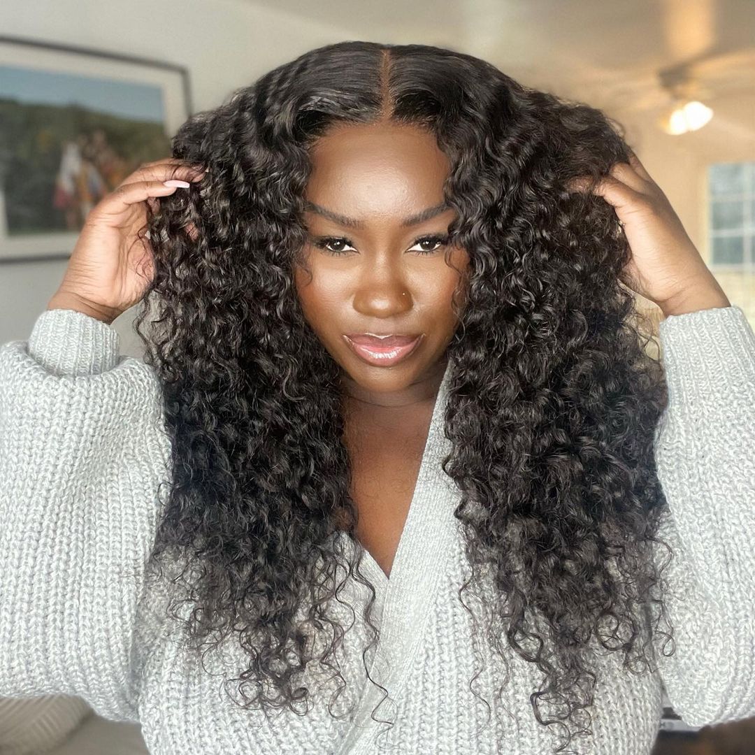 Luvme deep wave U part human hair wig with natural curls, quick and easy installation, affordable 100% human hair hairstyle