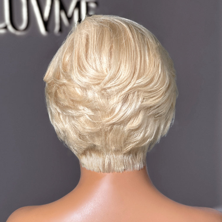 Luvme Hair 613 blonde pixie cut glueless lace wig with HD lace, minimalist style, short cut, 100% human hair, pre-cut lace.