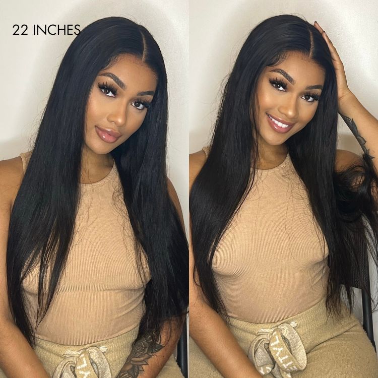 Luvme 5x5 closure wig with silky straight hair, HD lace, long style, and available in large and small cap sizes.