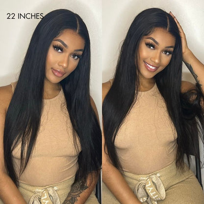 Luvme 5x5 closure wig with silky straight hair, HD lace, long style, and available in large and small cap sizes.