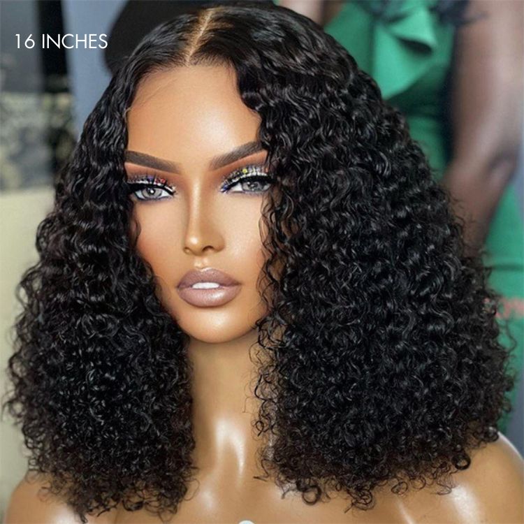 Luvme Kinky Curly 5x5 Closure HD Lace Wig in natural black, ready-to-go with large and small cap sizes, US only