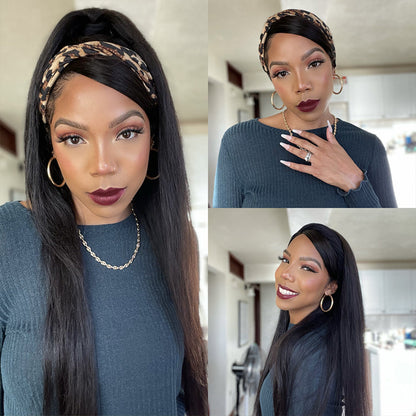 Luvme Ready to Go Classic Yaki Straight glueless headband wig with headband, natural hair look, suitable for beginners.