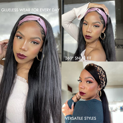 Luvme Ready to Go Classic Yaki Straight glueless headband wig, beginner-friendly headband wig styled with straight Yaki hair.