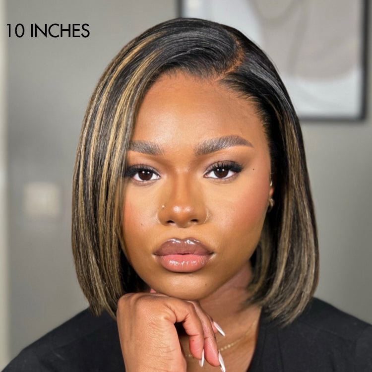 Luvme Hair PreMax Wigs, ombre blonde straight lace bob wig with ear-to-ear lace, 100% human hair, glueless, pre-cut lace.