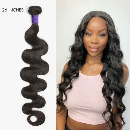 Upgraded Brazilian Body Wave Virgin Human Hair Bundle from Luvme Hair, showcasing soft, natural wave texture and rich color.