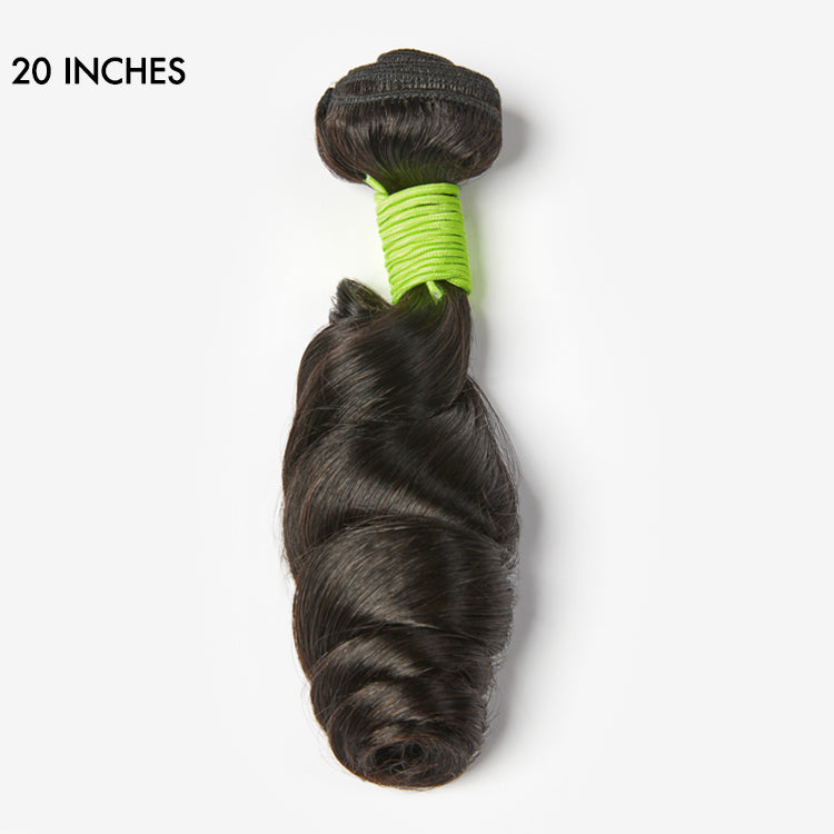 Luvme 100% human hair loose wave bundle, natural texture and full length, ideal for versatile styling and volume.