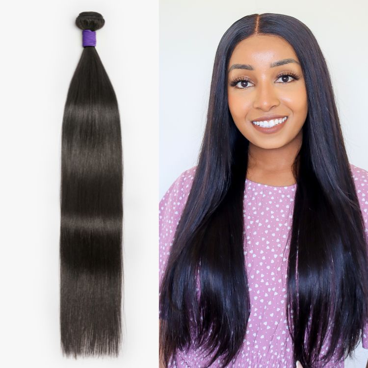 Straight Brazilian human hair bundle from Luvme Hair, 100% virgin Brazilian hair with a smooth, natural finish.