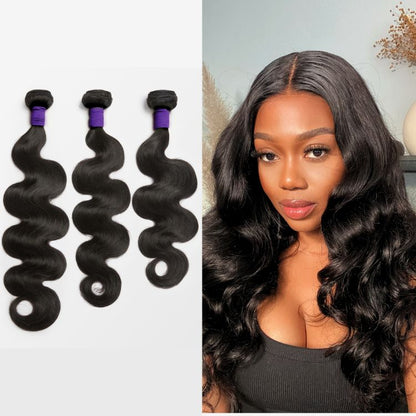 Luvme Hair upgraded Brazilian straight and body wave 100% virgin human hair bundles, 1 or 3 piece options.