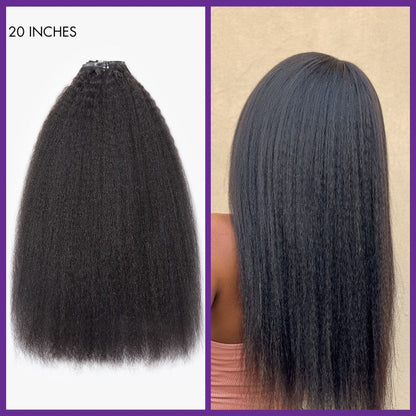Luvme Hair kinky straight clip-in human hair extensions, 9-piece set with seamless design and free gift, natural textured hair pieces
