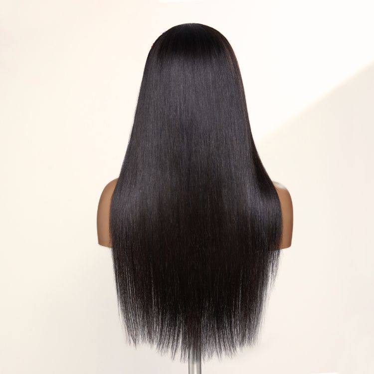 Luvme PreMax Wigs 13x4 frontal wig with natural black left side braids, straight style, HD lace, 200% density, long length.