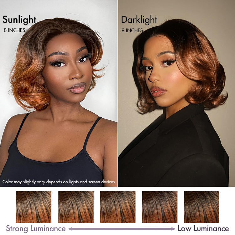 Luvme Hair 1 SEC INSTALL minimalist lace wig with short pixie cut, ombre ginger color, glueless design, HD lace, ready to wear.