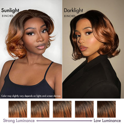 Luvme Hair 1 SEC INSTALL minimalist lace wig with short pixie cut, ombre ginger color, glueless design, HD lace, ready to wear.