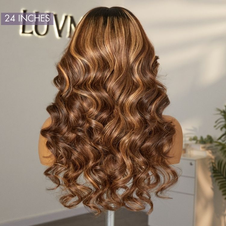 Luvme Hair PreMax 2.0 Wigs 13x5 Frontal HD lace wig with loose body wave, blonde highlights, glueless, ear-to-ear lace, pre-cut lace
