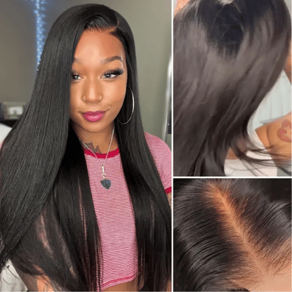Luvme Hair PreMax 2.0 Yaki straight 13x5 frontal wig with HD lace, ear-to-ear, glueless design, natural hairline, C part style