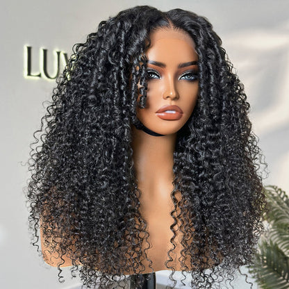 Luvme Hair Go Natural Ease Kinky Curly 5x5 Closure Lace Wig with long curly hair, ready-to-wear, glueless design