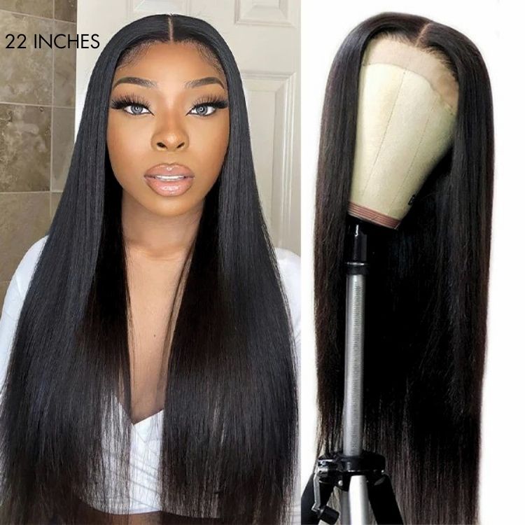 Luvme Hair PreMax Wigs jet black middle part silky straight 5x5 closure lace wig with pre-cut lace and glueless design