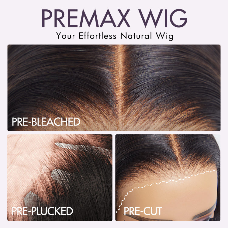 Luvme PreMax 13x4 frontal wig with natural black straight braids, 200% density, HD lace, long style, left side part