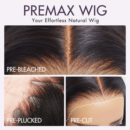 Luvme PreMax 13x4 frontal wig with natural black straight braids, 200% density, HD lace, long style, left side part